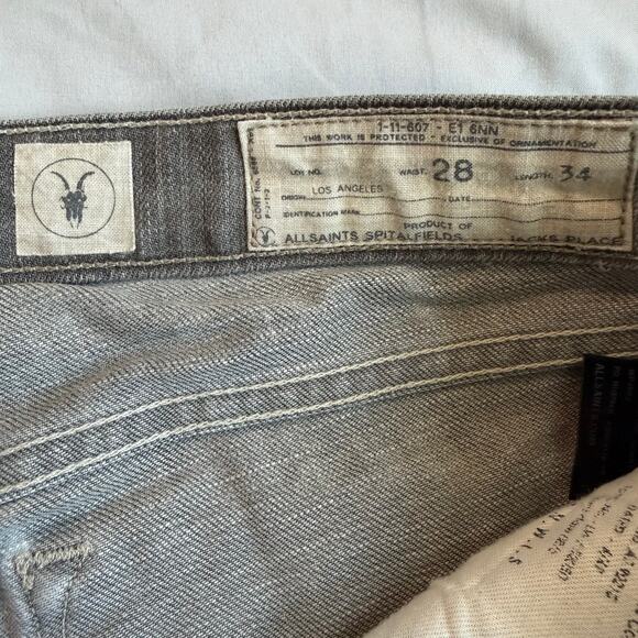 AllSaints Gray, Distressed, Woodvale Pipe Skinny Jeans- 28 - Picture 4 of 11